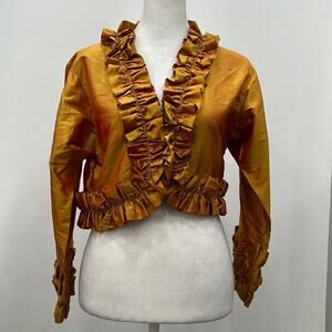 Richard K Tsao Womens Size ? Hand Woven Thai Silk Gold Belaro Ruffle Jacket